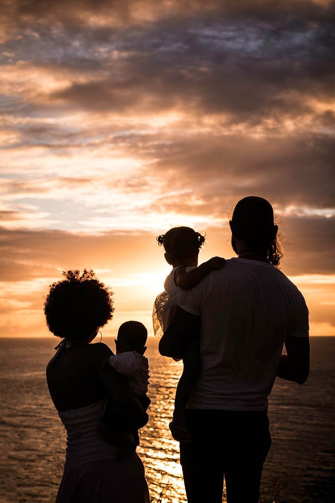 séance photo famille coucher du soleil